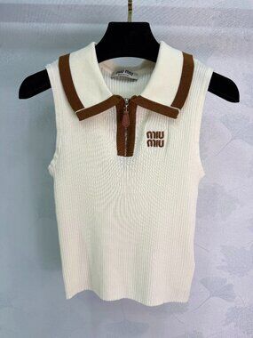 Miu Miu 2026 New Knitted Sleeveless Polo Shirt